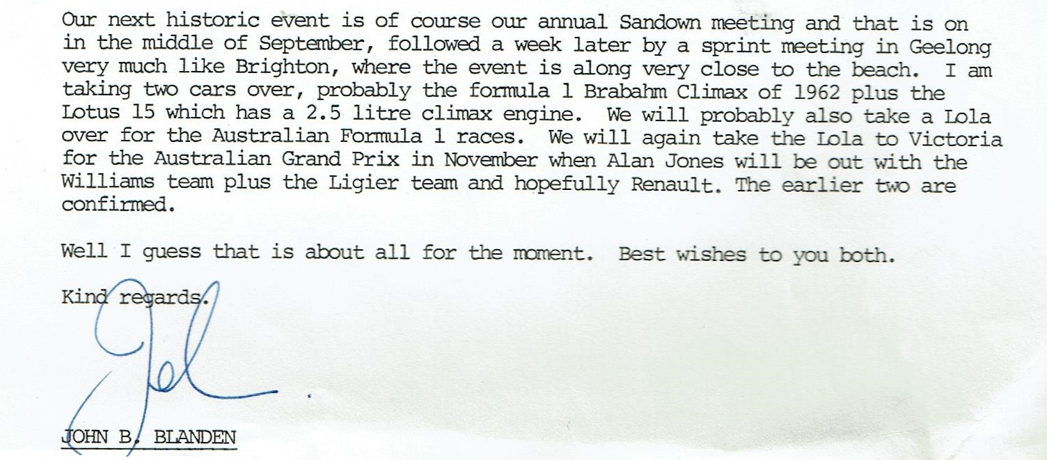 Letter From Blanden